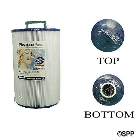 PTL55XW-F2M: Filter Cartridge, Pleatco, Diameter: 7", Length: 10-9/16", Top: Handle, Bottom: 2" MPT, 52 sq ft