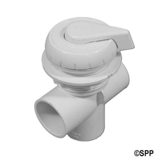 600-4340: Diverter Valve, Waterway, 2-Port, 1"S, Vertical, Top Access, Notched, White