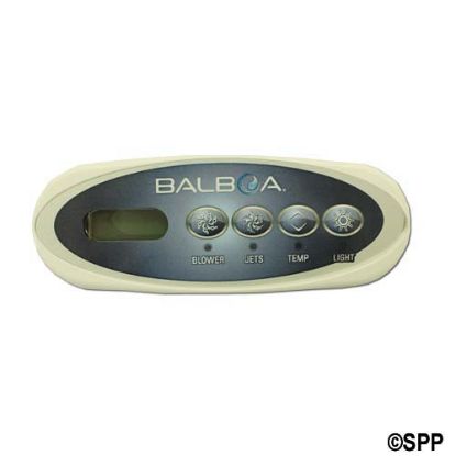 52144: Spaside Control, Balboa VL200, Mini Oval, 4-Button, LCD, Jet1-Blower-Temp-Light