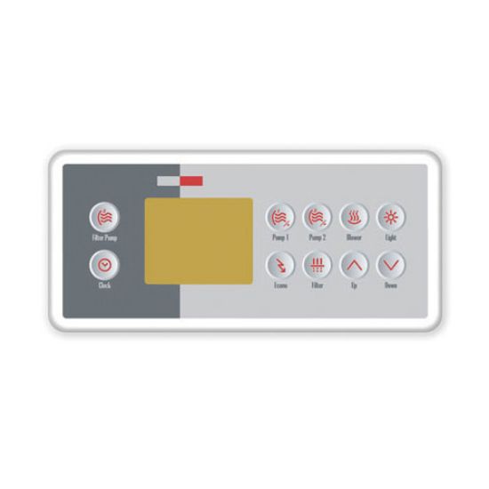 BDLTSC410K: Spaside Control, Gecko TSC-4-10K-GE1, 10-Button, LCD, Filter Pump-Pump1-Pump2-Blower, 10' Cable, w/8 Pin JST Plug