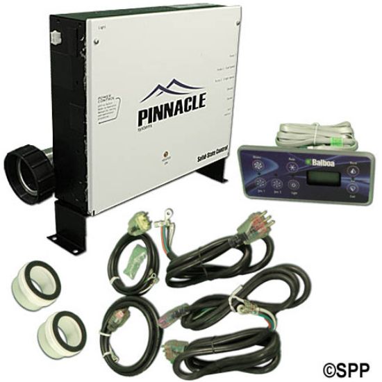 PCU150-A: Control System, (Kit), Pinnacle PCU150, 2000LE, 240V, 5.5kW, Pump1, Pump2 (1 or 2 Spd), Blower, w/J&J Cords, HC GFI & VL701S Spaside